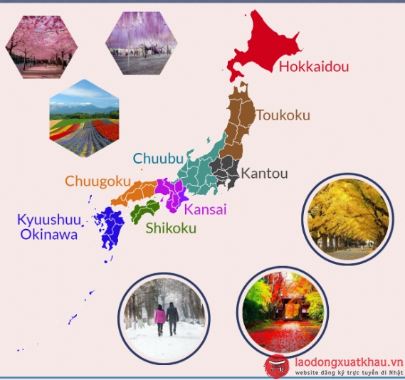 Bản đồ các vùng của Nhật Bản
