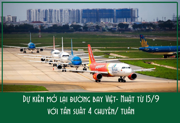 Dự kiến mở lại đường bay Việt- Nhật từ 15/9 với tần suất 4 chuyến/ tuần